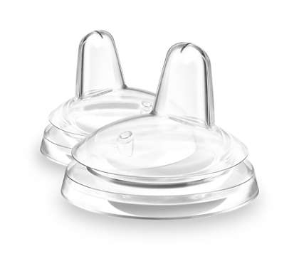 Flexible silicone spout that's gentle on gums