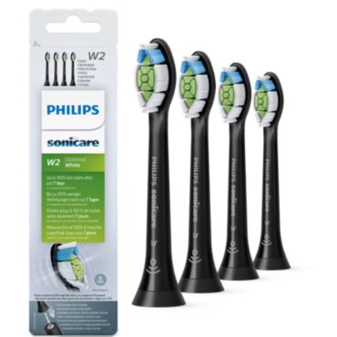 Philips Sonicare W2 Optimal White Pack de 4 recargas pretas de escovas Sonicare