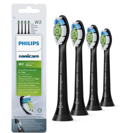 HX6064/11 Philips Sonicare W2 Optimal White Pack de 4 recargas pretas de escovas Sonicare