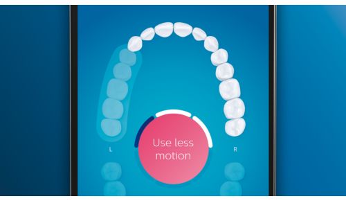 Viser, hvordan du skal børste, og områder, der ikke er blevet børstet
