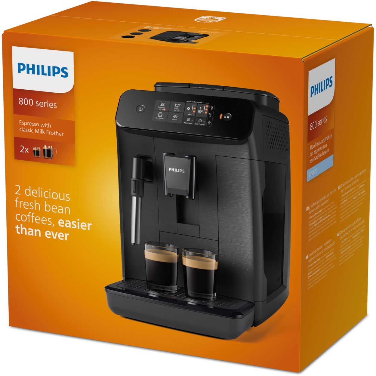 Cafetera espresso superautomática Philips EP820/00 con espumador de leche,  2 tipos de café