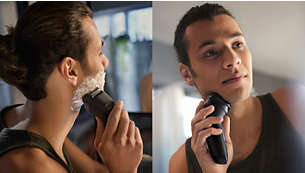Nedves és száraz borotválkozás a mosdónál vagy a zuhany alatt