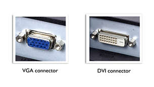 Med dubbla ingångar kan du ta emot både analoga VGA- och digitala DVI-signaler