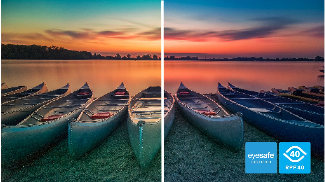 Eyesafe-certified blue light protection and colour accuracy