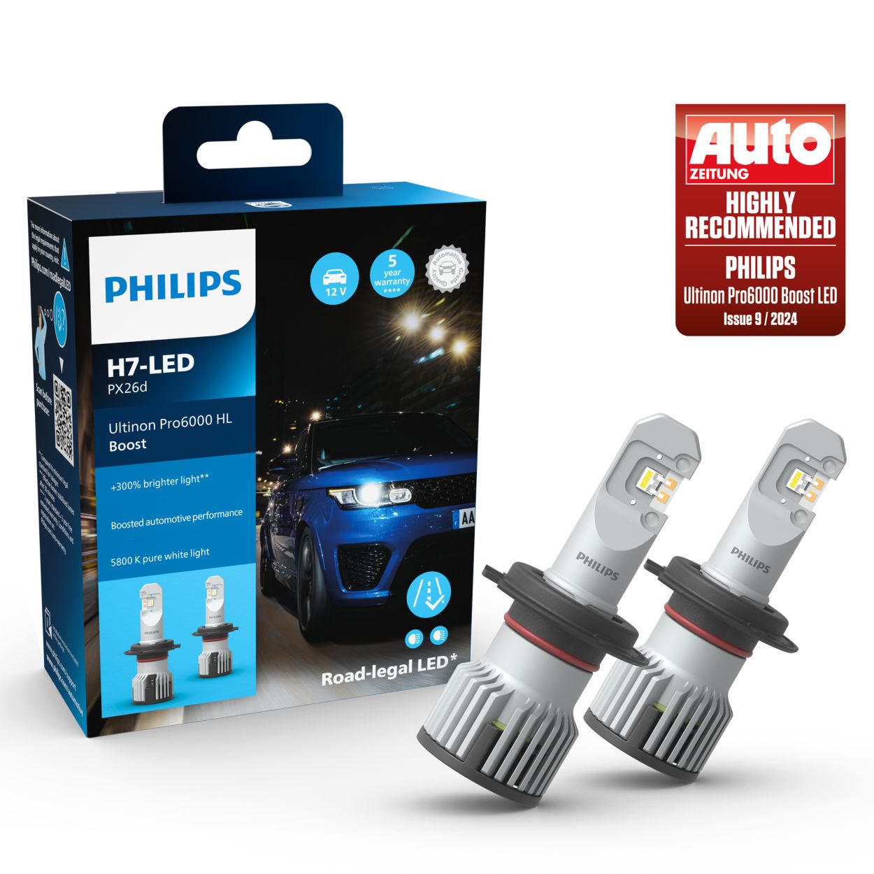 Lámpara LED Philips H7 Pro 6000 HL Homologada (UNA UNIDAD)