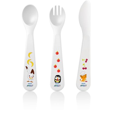 SCF714/00 Philips Avent Garfo, colher e faca para bebês (18m+)