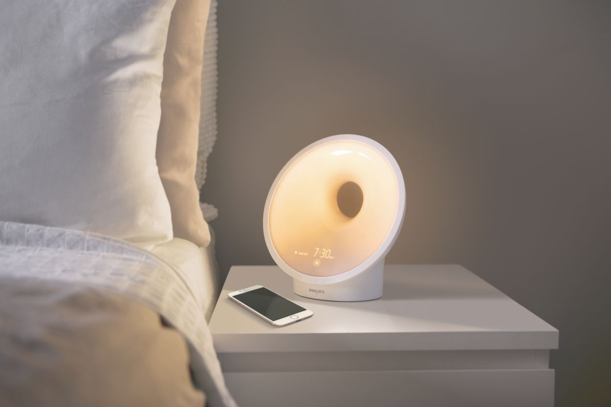 The Philips SmartSleep Connected Sleep and Wake-Up Light aids rest