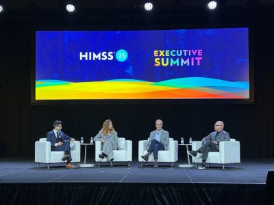 Shez Partovi, Philips Chief Innovation Officer, speaking with industry experts during HIMSS25 Executive Summit panel in Las Vegas