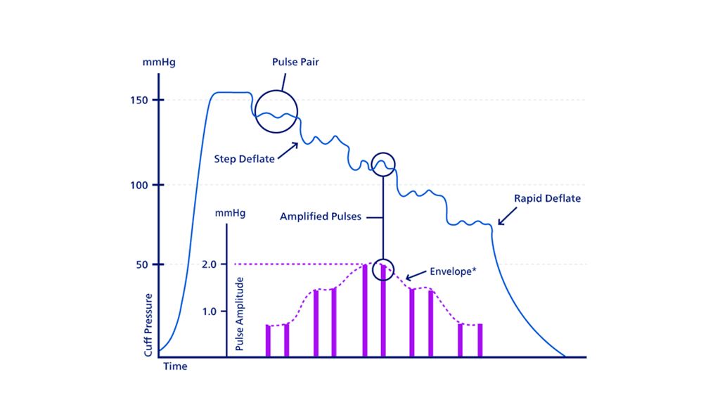 A graph showing the algorithm for the Oscillometric method