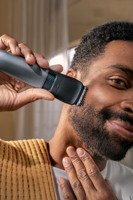 Man shaving his beard