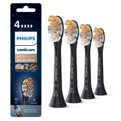 Bild von Philips A3 Premium All-in-One - 4x Schwarze Bürstenköpfe für Schallzahnbürste - HX9094/11