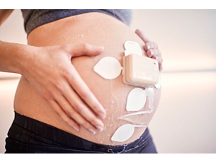 Avalon beltless fetal monitoring solution Cableless fetal and maternal pod with adhesive patch