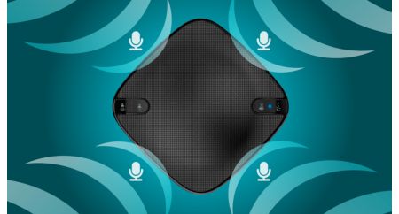 Four microphones for perfect voice pick up in 360 degree