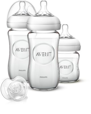 Kit Biberons Philips Avent Verre Natural - 2x240ml + 1x120ml + Tétine 0-6 Mois