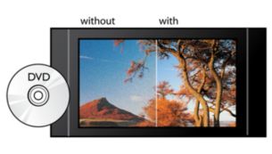Peningkatan video DVD sampai 1080p via HDMI untuk gambar hampir HD