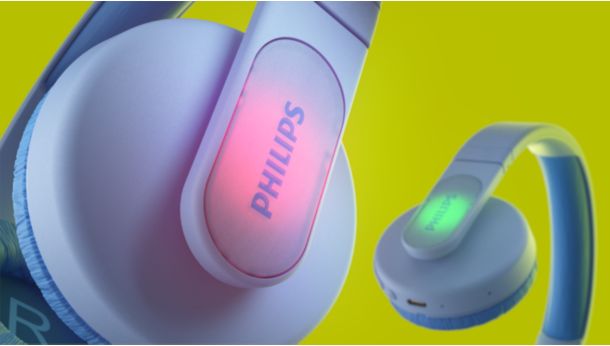 Fun, colorful illuminated panels in the ear cups