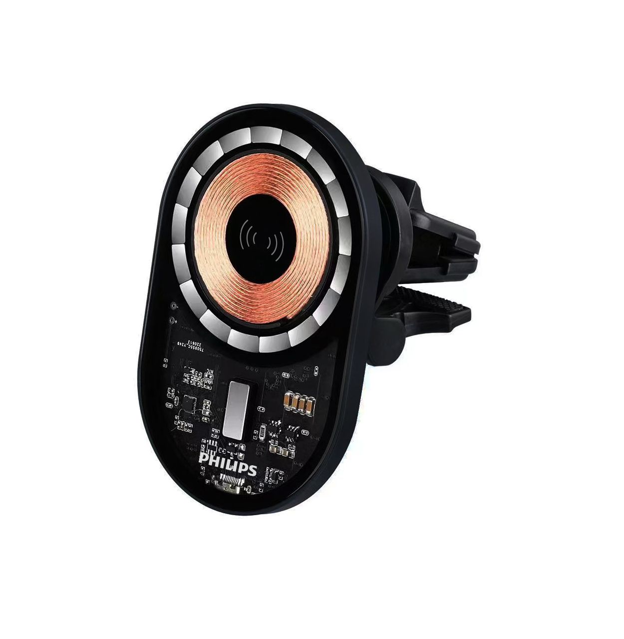 Kẹp gắn lỗ thông hơi trên xe hơi có sạc không dây 15W.