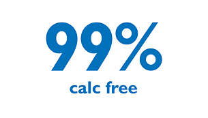 99% calc-free* filtered water for your iron