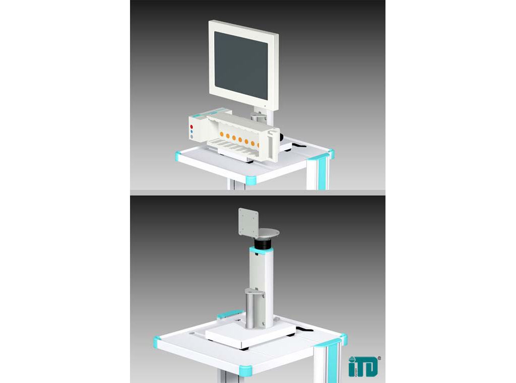 Adapter plate for shelf with foot location including vertical holder for external rack and bracket f