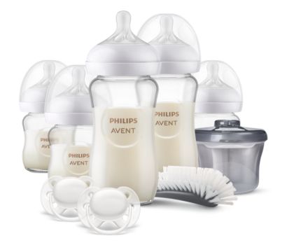 Avent Glass Natural Baby Bottle With Natural Response Nipple - Baby Set