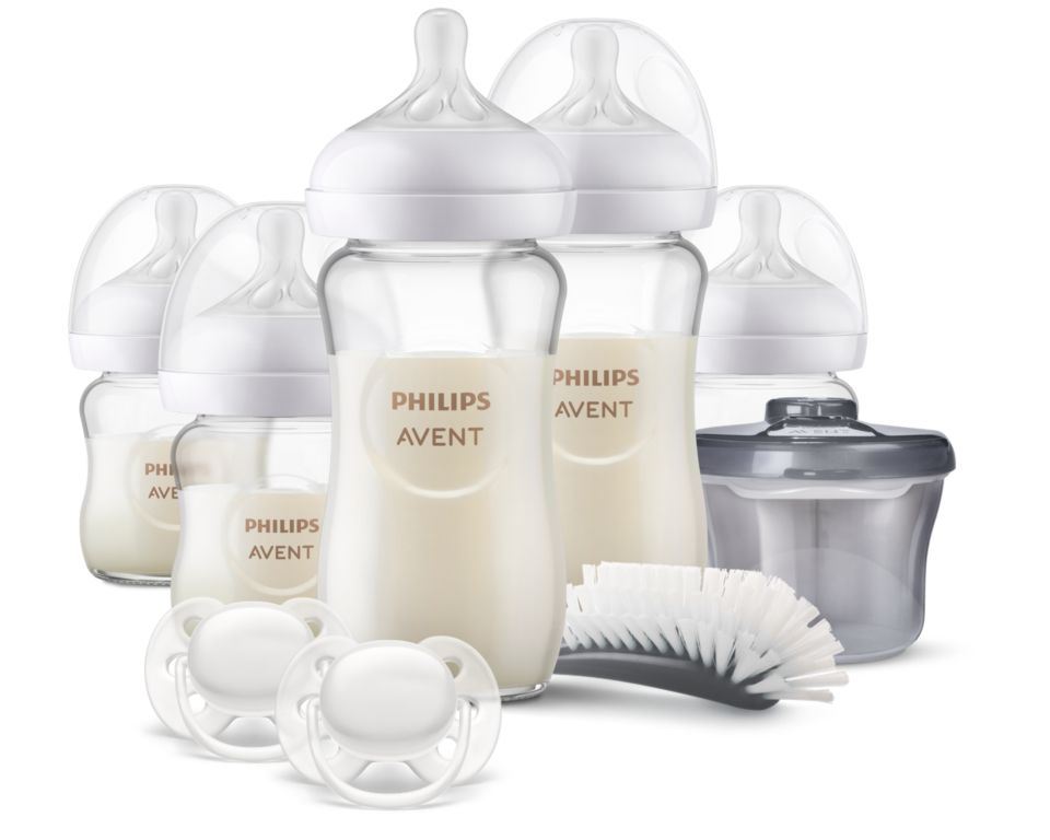 Kit nouveau-né : 3 biberons en verre + sucette Philips AVENT Natural  transparent - Philips avent