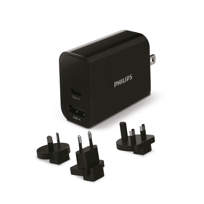 Chargeur secteur de voyage, 1 port C et 1 port A