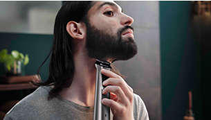 金屬修鬚刀頭可精準修剪鬍鬚、頭髮和身體毛髮