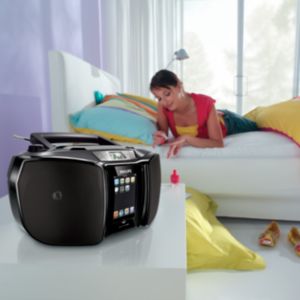 Enjoy iPod and CD music out loud anywhere you go