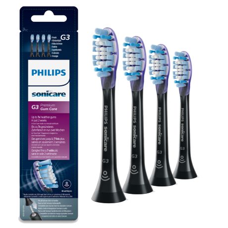 HX9054/33 Philips Sonicare G3 Premium Gum Care 4x Schwarze Bürstenköpfe für Schallzahnbürste