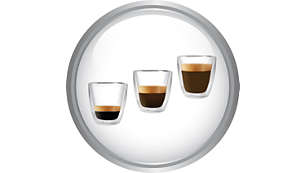 Einstellbare Tassenfüllmenge und Intensität des Kaffees