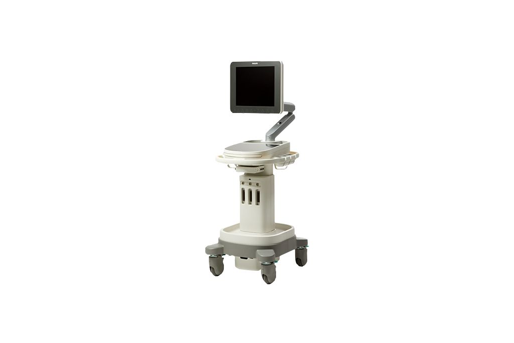 Philips Sparq ultrasound system is height adjustable and has a small footprint