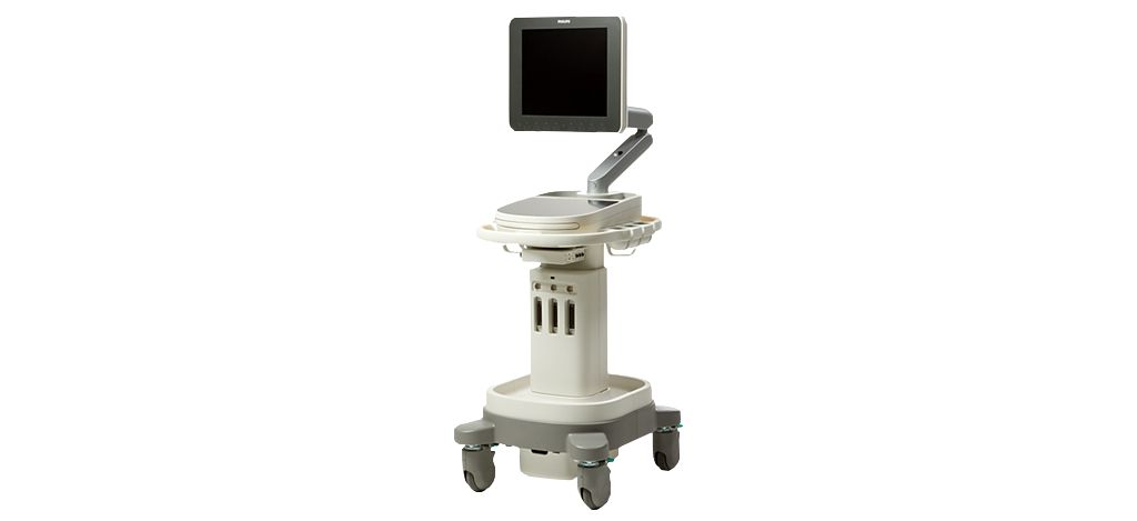 Philips Sparq ultrasound system is height adjustable and has a small footprint