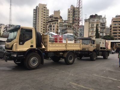 Emergency medical equipment convoy in Beirut