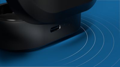 Charging case. Get up to 24 hours of play time