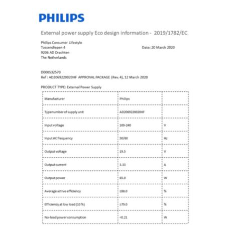 COP2009/01  Podaci o energetskoj učinkovitosti