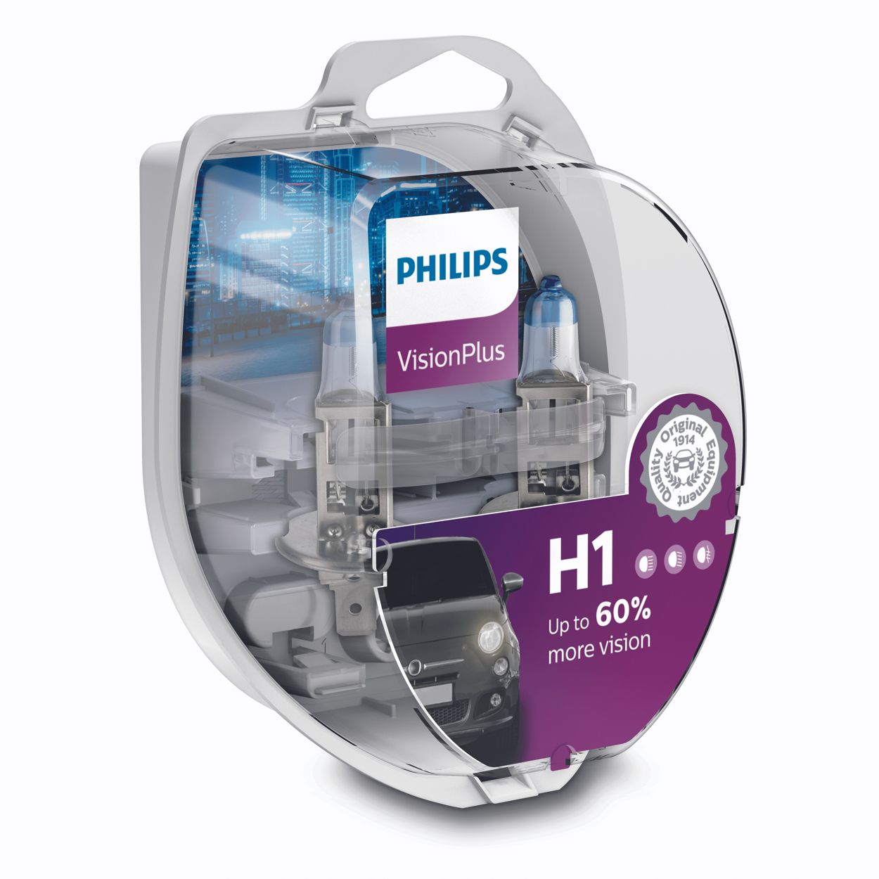 Philips VIsion Plus 60% H1 55W Two Bulbs Head Light High Beam Plug