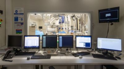 Control room of angiography suite supporting interventional stroke treatment
