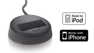 Opcjonalna podstawka dokująca zapewnia wygodne odtwarzanie z urządzeń iPod i iPhone