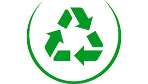 Tillverkad av > 35 % återvunnen plast i delar som inte kommer i kontakt med livsmedel
