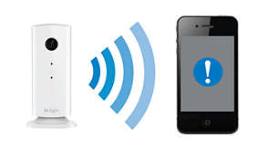 Alerte pe telefon la detectarea zgomotului/mişcării de către monitor