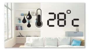 Built-in hygrometer displays indoor humidity