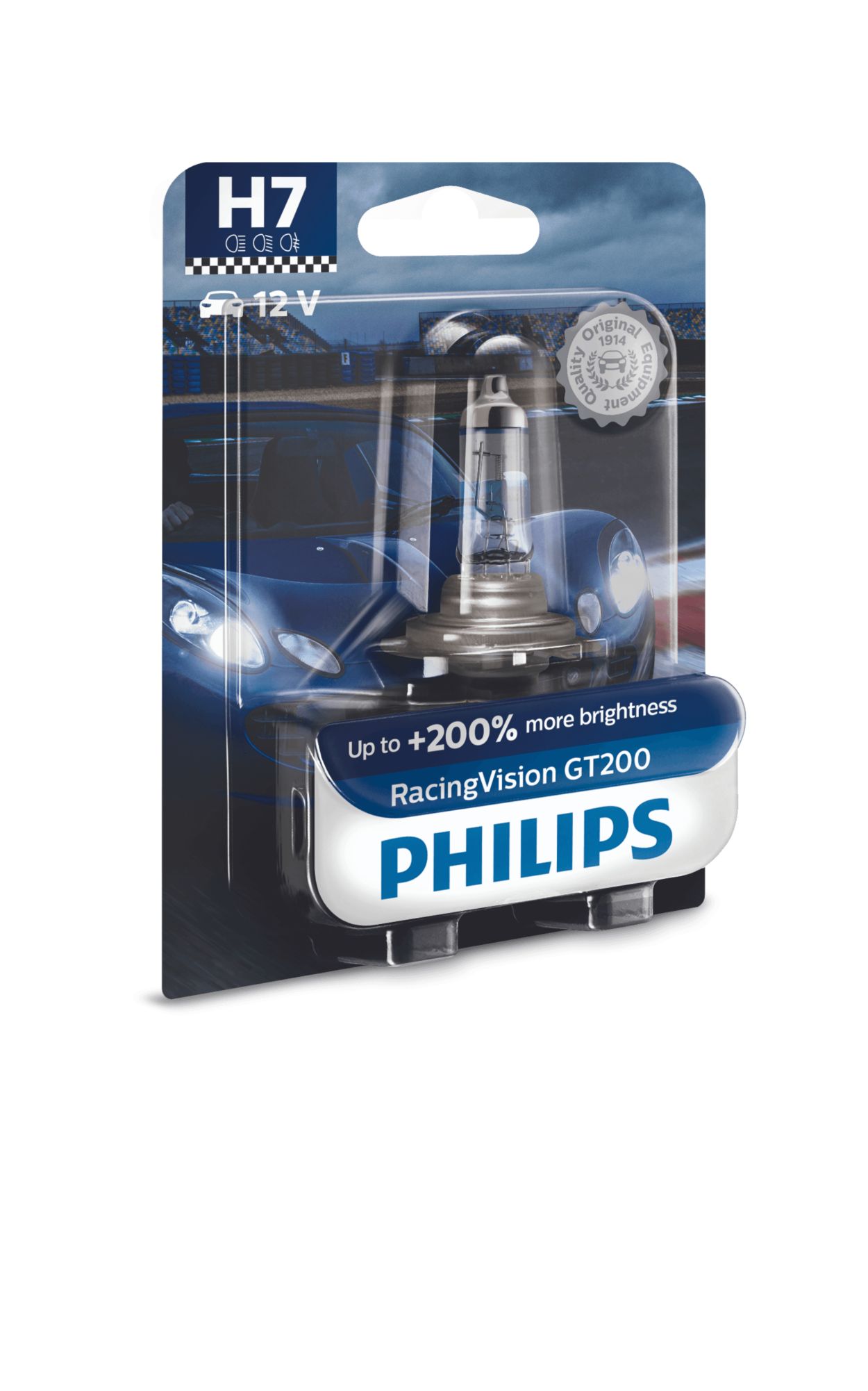Philips Racing Vision GT200 +200% H7 Headlight Bulbs (Twin) 12972RGT200