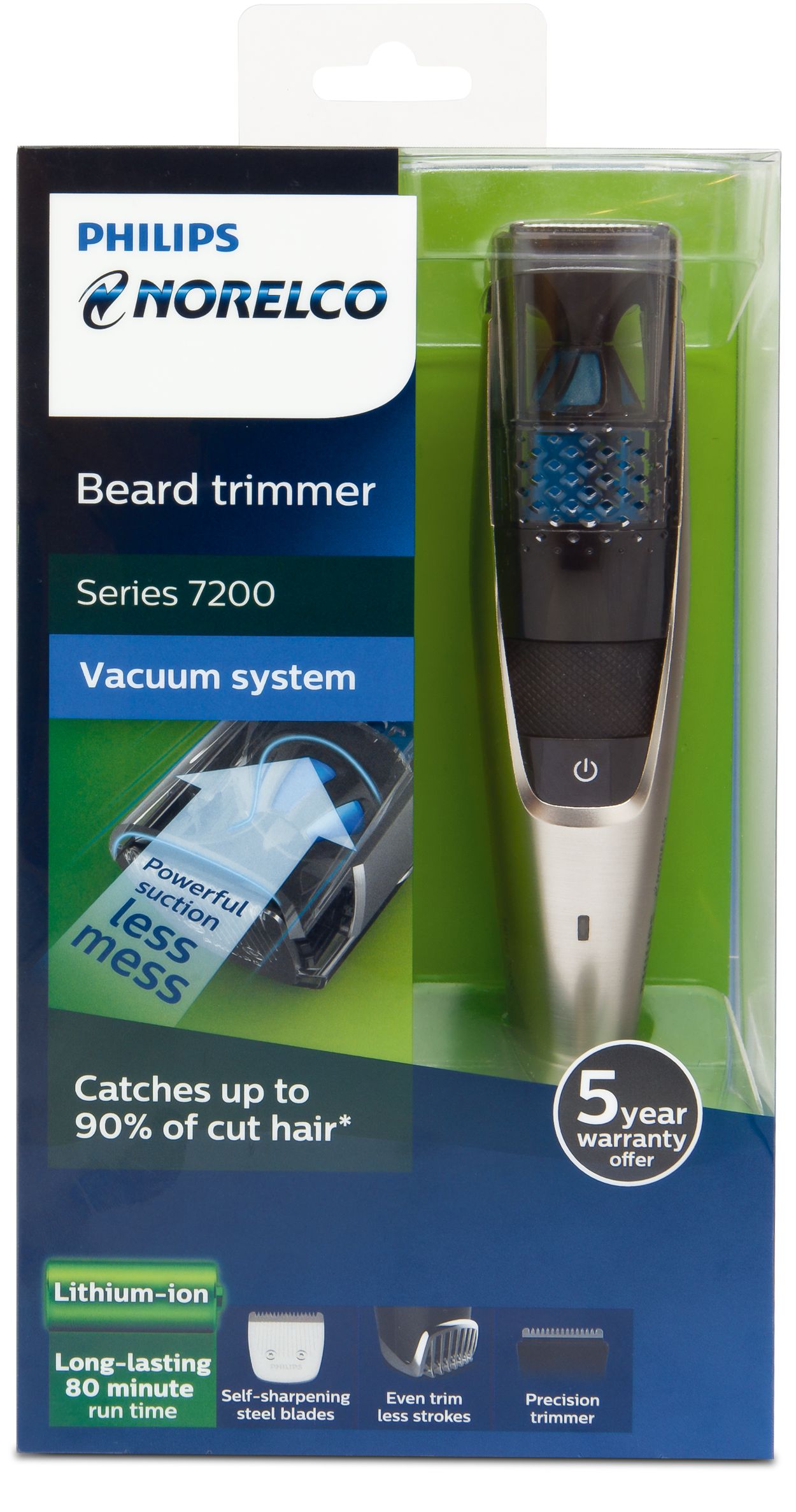 Moderne udmelding reservoir Beardtrimmer 7200 Vacuum beard trimmer, Series 7000 BT7215/49 | Norelco
