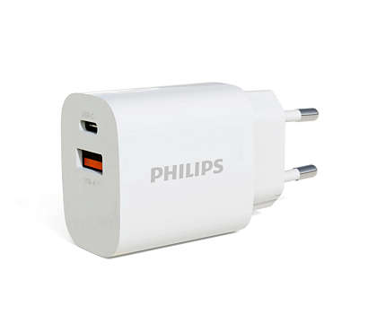 Wall charger with USB-A and C dual port