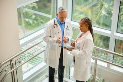 Physicians viewing iPad