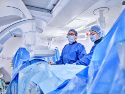 Surgeon operating FlexArm system in OR Regional hospital Mulhouse, France