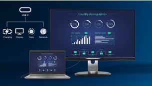 La conexión USB-C permite cargar el portátil directamente desde un monitor