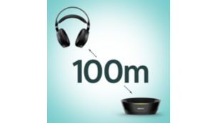 Move freely with 100m wireless range