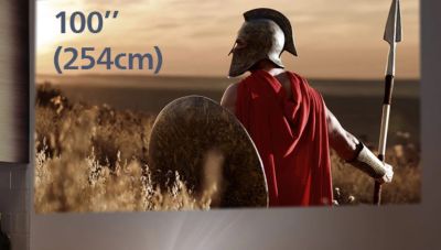 Up to 100'' screen size