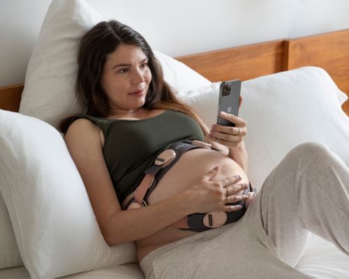 Women with fetal monitoring belt